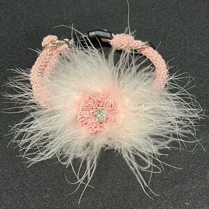 Fabulous Pink and White Feather Collar for a small dog